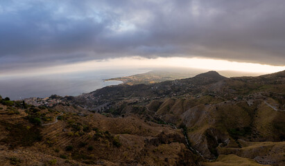 Castelmola aerial view: gulf of Catania