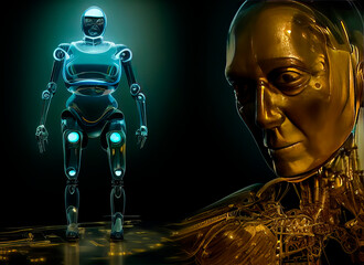 Robots. Futuristic interpretation Future 2025.Generation of robots. Virtual reality. Golden Collection.