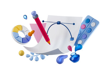 Creative chaos 3d rendered illustration