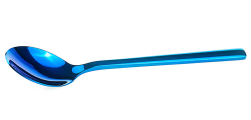 Blue metal spoon isolated on a white background. Teaspoon.