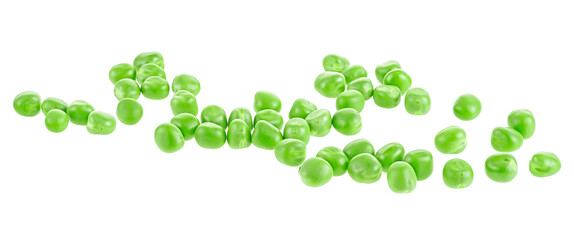 Fresh green peas isolated on a white background. Snow peas.