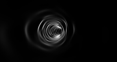 Light at the end of the tunnel, flying deep into the black tunnel. Background 3D rendering