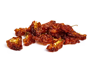 dried habanero peppers on white
