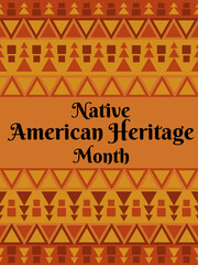 Native American, Heritage, Month, Vertical poster, banner, flyer or placard on social topics