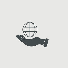 World in palm vector icon illustration sign