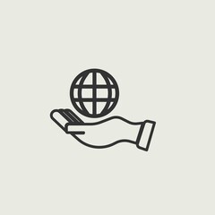 World in palm vector icon illustration sign