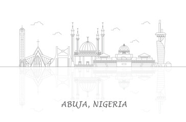 Fototapeta premium Outline Skyline panorama of city of Abuja, Nigeria - vector illustration