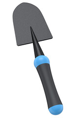 Garden shovel or trowel with wooden handle on white background, summer camping