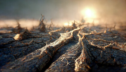 Fototapeta premium Alien planet landscape, beautiful surface of an exoplanet. Macro Photography 3d.