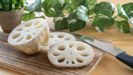 スライスしたレンコン