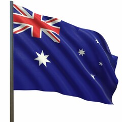 flag of Australia waving in the wind on a white background 3d-rendering