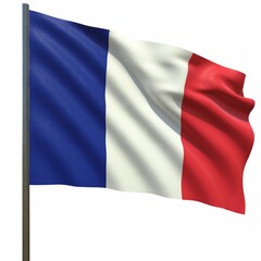 Obraz premium flag of France waving in the wind on a white background 3d-rendering
