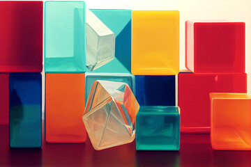 Plastic or glass cubes clear square box crystal block aquarium or exhibit podium