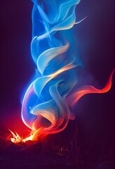 mystical fire, blue and red