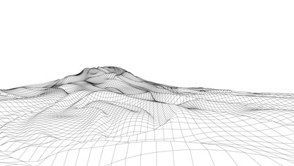 Abstract digital landscape. Cyber or technology background.Vector illustration.