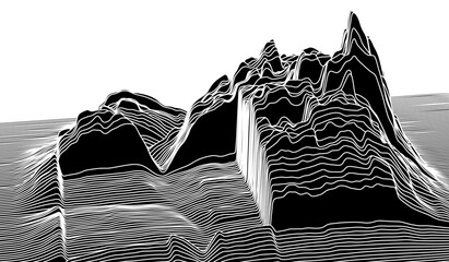 Digital surface made of lines. Abstract technology illustration.