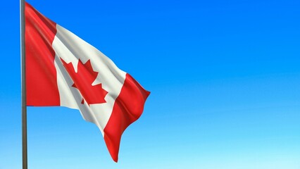 flag of Canada waving in the wind on flagpole against the sky 3d-rendering