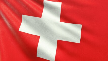 flag of Switzerland waving in the wind 3d-rendering