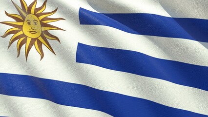 Obraz premium flag of uruguay waving in the wind 3d-rendering