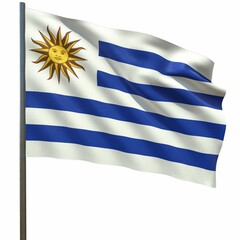 flag of uruguay waving in the wind on a white background 3d-rendering