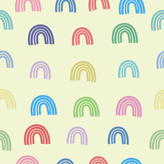 Colourful rainbow pattern on yellow background