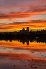 Sunset over Ely, Cambridgeshire, as seen from Roswell Pits, 17th October 2022