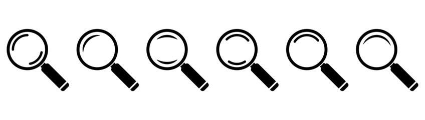 Magnifying glass icon. Search icon, vector magnifier or loupe sign.