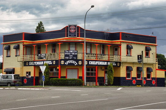 Jan. 1, 2012. The Cheltenham Hotel in Fielding, Manawatu, North Island, a beautiful traditional country hotel in New Zealand.
