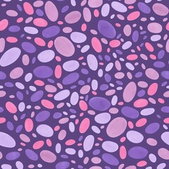 Seamless pattern of ellipses. Purple, pink, lilac colors. Geometric abstract background of ovals of different colors