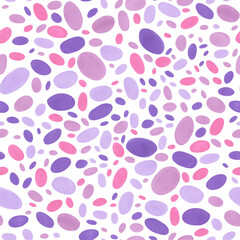 Seamless pattern of spots in the shape of an ellipse. Background of purple, pink and lilac ovals. Marker Art
