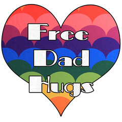 Free Dad Hugs retro rainbow heart design 