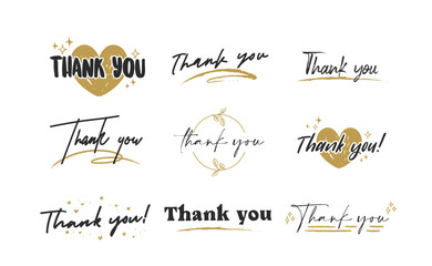 Thank you lettering. Vector illustration hand drawn. Calligraphic thanks message.