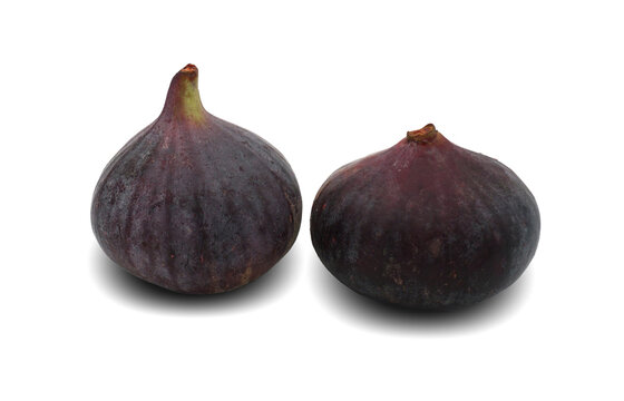 Deux figues noires de Solli&egrave;s isol&eacute;es sur fond blanc