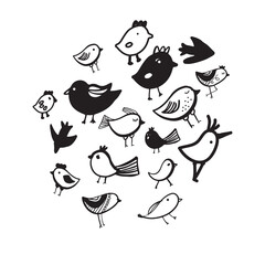 Birds hand drawn illustration for your design