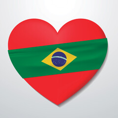 Heart with Brazil flag