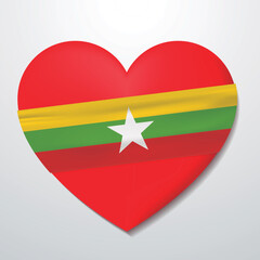 Heart with Myanmar flag