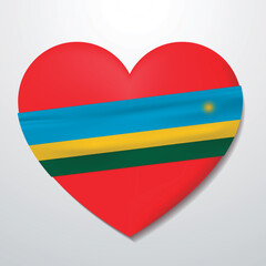 Heart with Rwanda flag