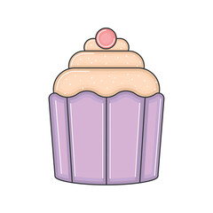 Isolated colored cupcake sketch icon Vector illustration
