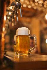 cold beer in a pub spill 