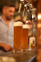 Fototapeta na wymiar cold beer in a pub spill 