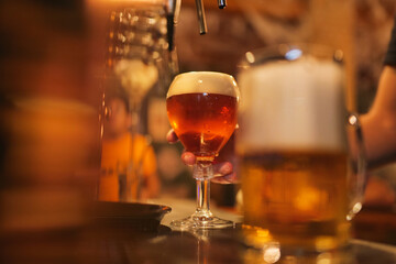 cold beer in a pub spill 