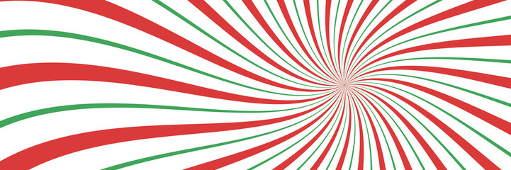 Vector Christmas background. Candy cane, lollipop pattern. Long horizontal banner. - 540816736