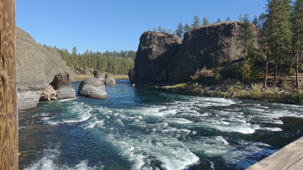 View of the scenic Bowl and Pitcher area in Riverside State Park near Spokane, Washington