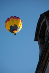 Hot air balloon above Beaune, France