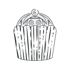 Isolated sweet cupcake sketch icon Vector illustration