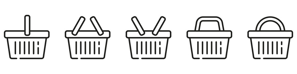 Shopping basket icon - vector illustration. Line style icon, expanded stroke.