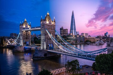 Beautiful shot of the Tower bridge in London in the evening
