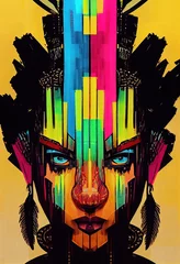 Porträt eines aztekischen Mannes in leuchtenden Farben © designprojects