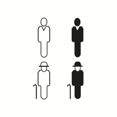 Vector icon of young and old man