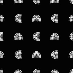 Rainbow black and white pattern. White rainbow pattern. Hand-drawn illustration in a minimalistic Scandinavian style